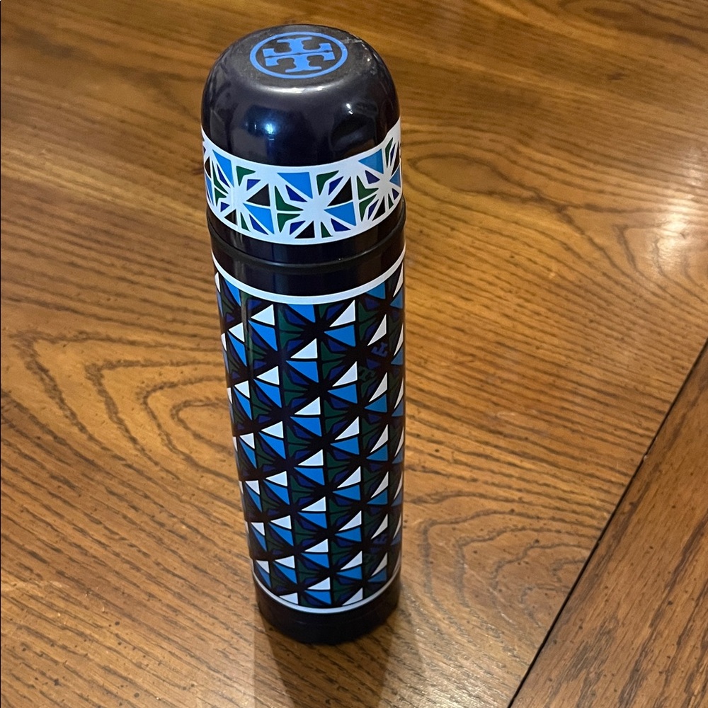 Tory Burch Blue and Black Geometric‎ Thermos